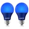 Luxrite A19 LED Light Bulbs 8W (60W Equivalent) Blue Colored Bulbs Non-Dimmable E26 Base 2-Pack LR21491-2PK - alternate 1